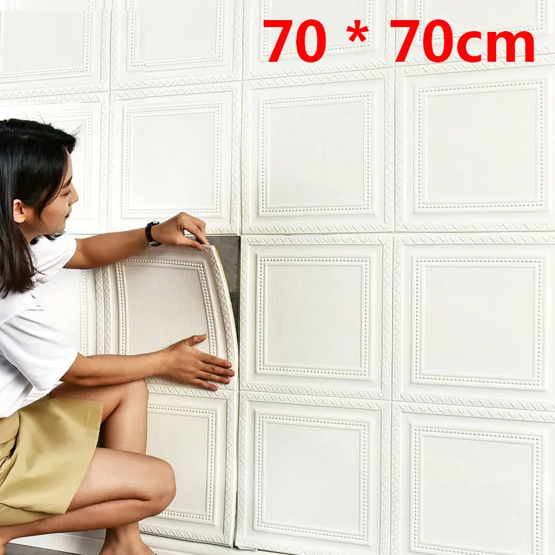 

3D Self-adhesive Waterproof TV Background Brick Wallpapers For Children Living Room Bedroom Anti-collision Foam Wall Sticker