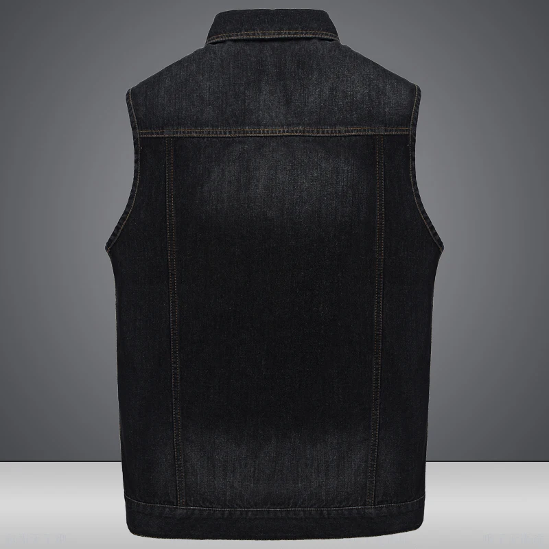 Men's Denim Vest New Trend Cotton Loose Large Size Multi Pocket Sleeveless Denim Jacket Summer Casual Men's Armour for A Horse