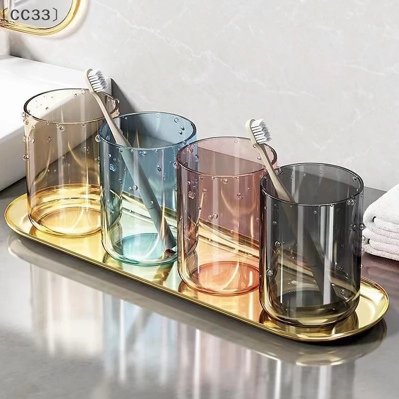 〔CC33〕Couple Solid Color Large Capacity Nordic Style Toothbrush Transparent Mouthwash Plastic Cup_voghion.com