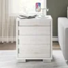 Nightstand Set of 2 with Charging Station, Wood Bedside Table with 2 Drawers, Farmhouse End Table with Slated Handles 2