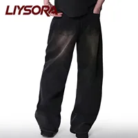 Quatre saisons américain rétro noir Baggy jambe large jean coréen étudiant décontracté droit ample Denim pantalon gris bleu jean unisexe 6