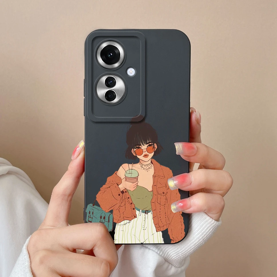 Stylish Cute Girl Shockproof Liquid Phone Cover - Smooth and Fashionable Design