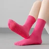 1/4Pair Cotton Breathable Mid-calf Yoga Socks Solid Color Anti-slip Women Sports Socks Pilates Socks Dance Fitness Training Sock 5