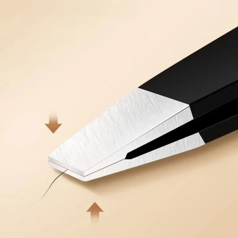 Stainless Steel Black Eyebrow Tweezer with Slant and Flat Point Beauty Tools for Eyelash Tweezer & Ingrown Hair Removal 2