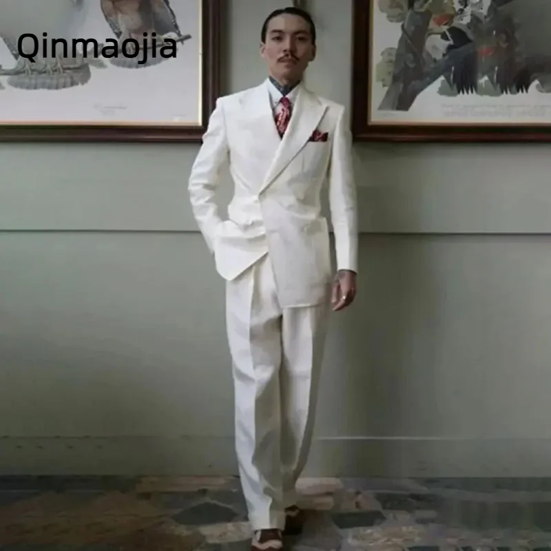 

Повседневный мужской костюм, комплект из двух предметов (пиджак и брюки), новый высококачественный мужской официальный костюм для свадьбы, Костюм Джентльмена