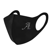1pc Adult Man Women Rhinestone Letter Ice Silk Cotton Mask Adult Mask Washable Repeatable Outdoor Dusproof Windproof Masque 2