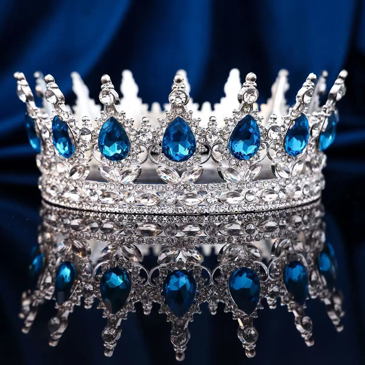 Europäische Mode Prinzessin Tiara Barock Kristall Vollkrone König Tiar Hochzeit Festzug Haarkleid Zubehör – Detail 17