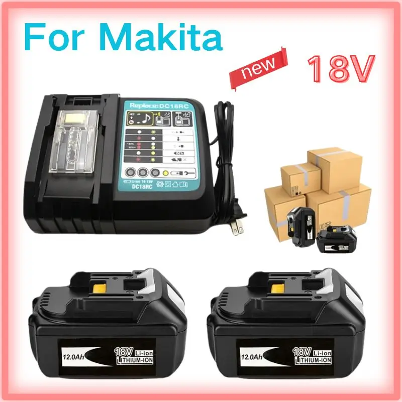 

18V Lithium Battery BL1860 12000mAh Battery and Charger for Makita Rechargeable Replacement BL1840 BL1850 BL1860 BL1860B Tool