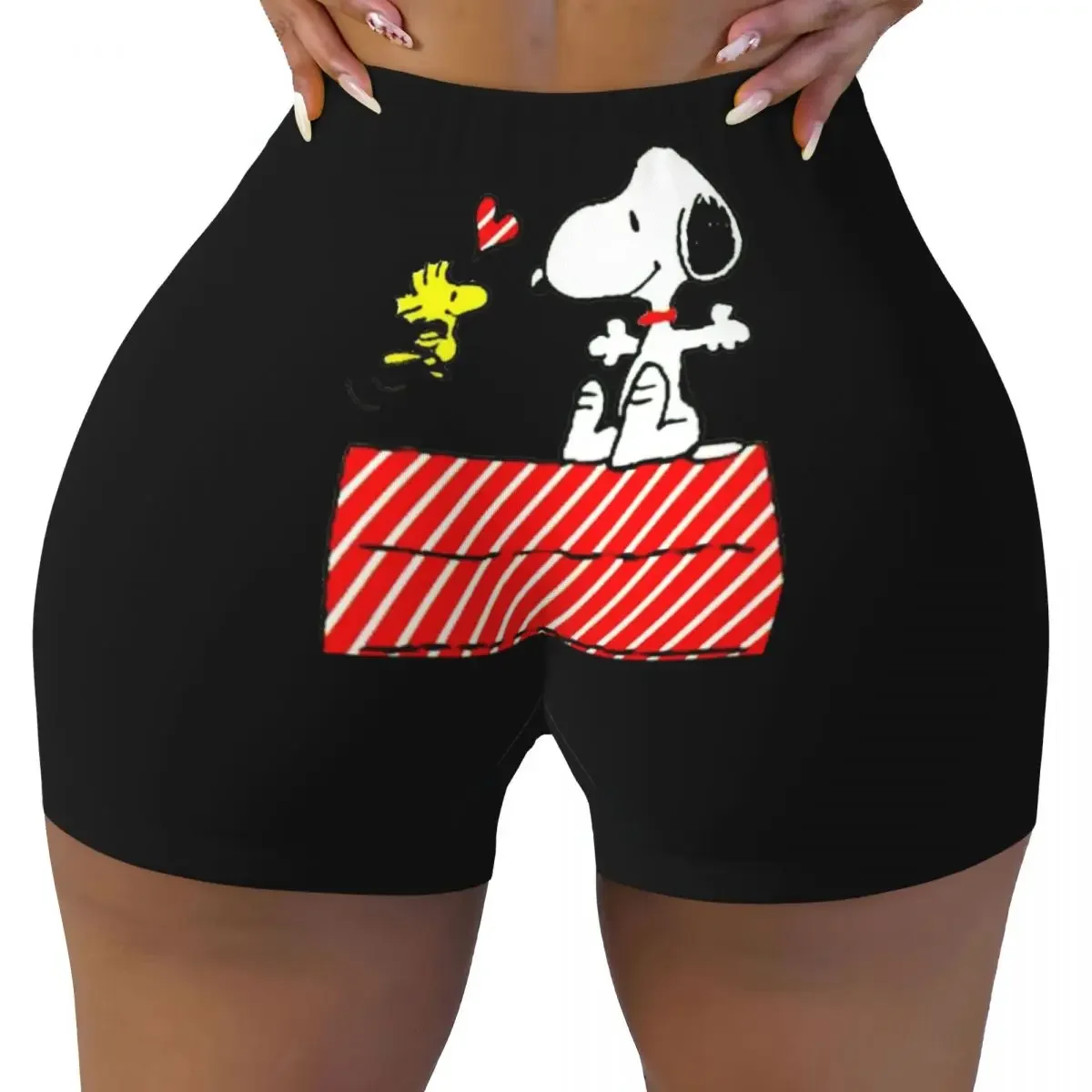 Pantalones cortos de ciclismo para entrenamiento de voleibol con paisaje de Van Gogh personalizado de Snoopy y Charlie Brown Pantalones cortos de yoga para gimnasio de Peanuts para mujer