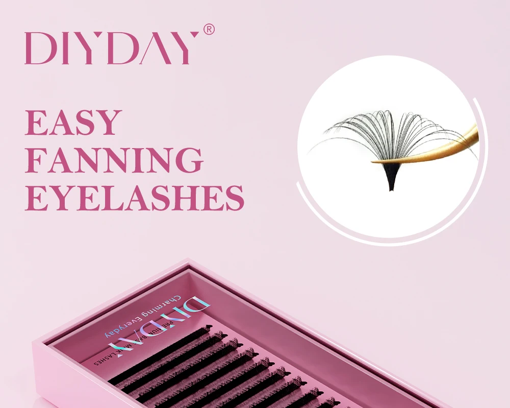 DIYDAY Easy Fanning Eyelash Extension Matte Black Camellia Lashes Extensions Soft Mink Easy Fan Volume False Eyelashes Supplies