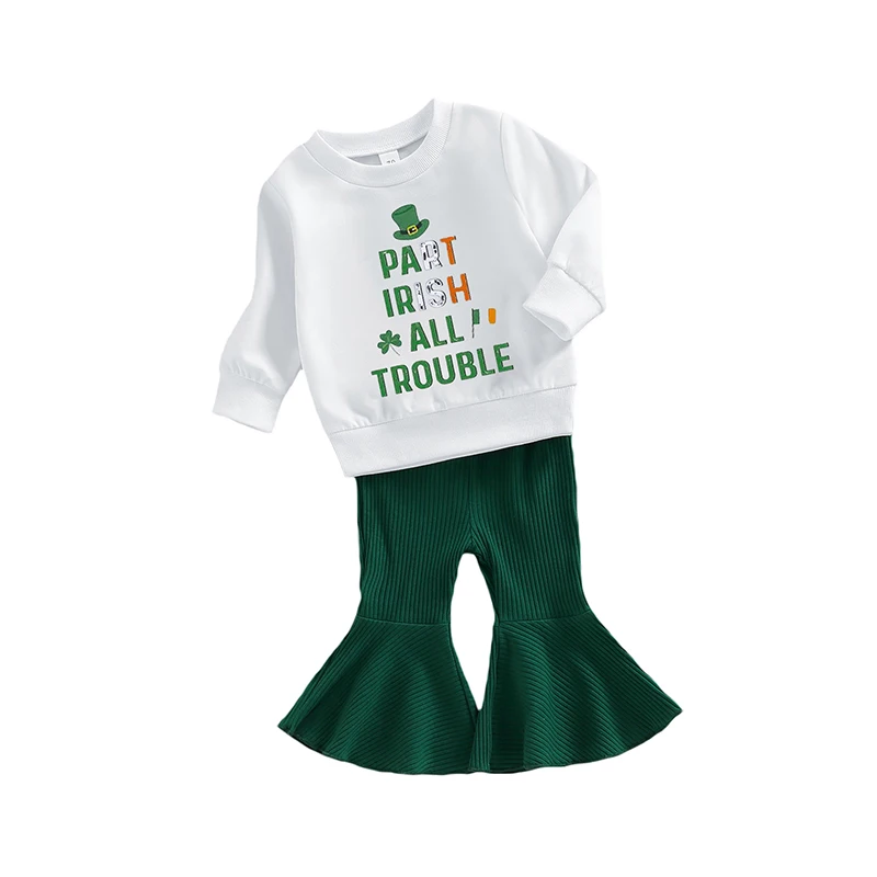 

Комплект из топа с длинным рукавом и эластичных расклешенных брюк