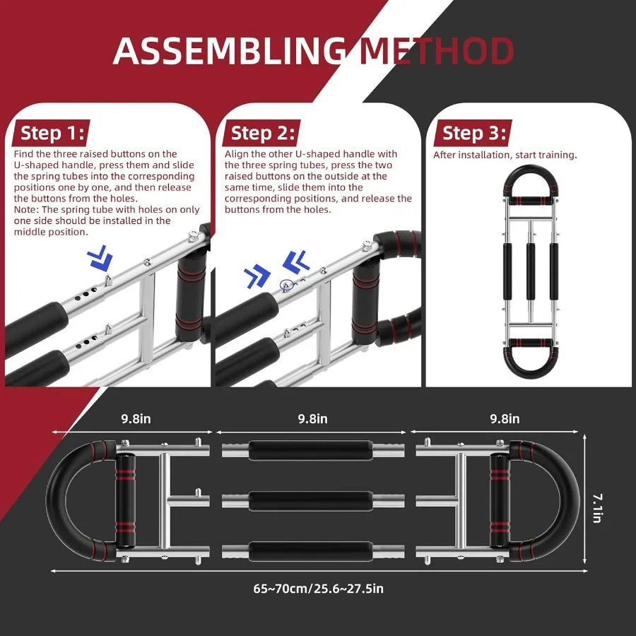 Twister Arm Trainer, Dual Triple-Spring, 30-180lb Adjustable, Chest Arm Shoulder Workout Equipment, Portable Detachable Arm Twis