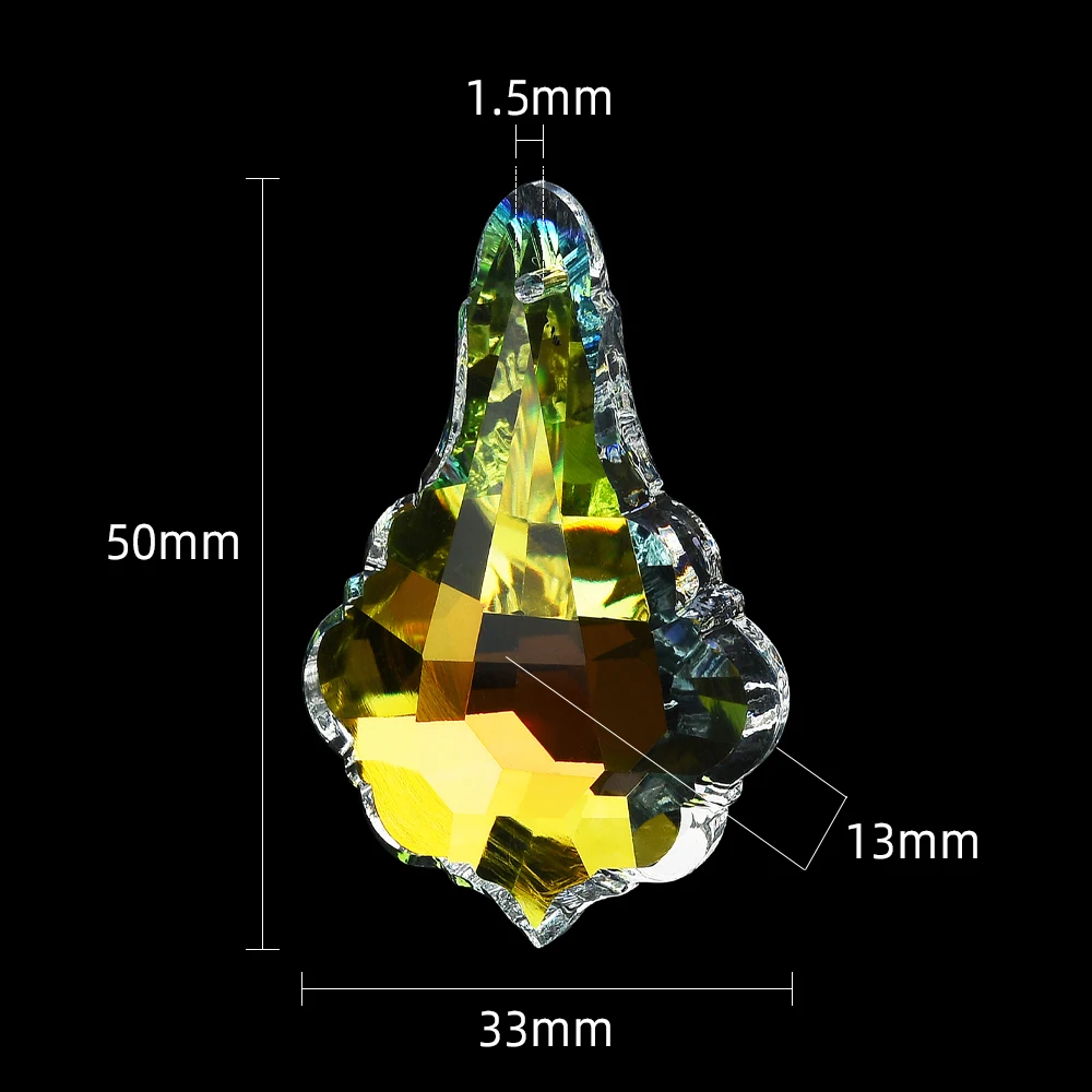 1Pc 50mm Crystal Prism Suncatcher Rainbow Maker Hanging Maple Leaf Pendant For Window Ornament Chandelier Parts DIY Home Decor