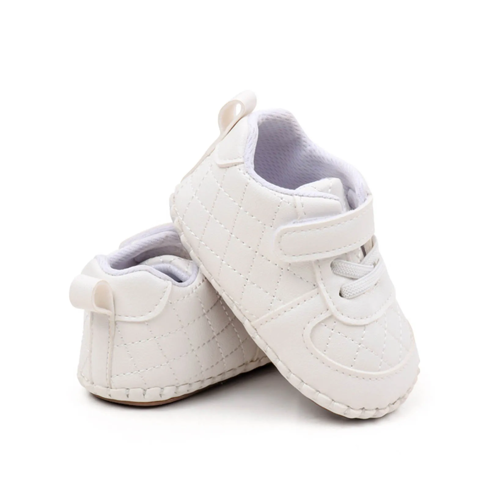 Baby Boys Girls Sneakers Newborn Infants Solid Color Non-Slip First Walking Soft Sole PU Shoes for Daily Home Casual Shoes