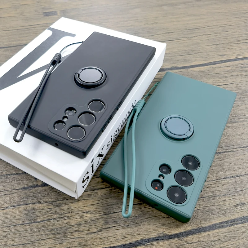 Magnetic Silicone Case With Ring Holder For Samsung Galaxy_voghion.com