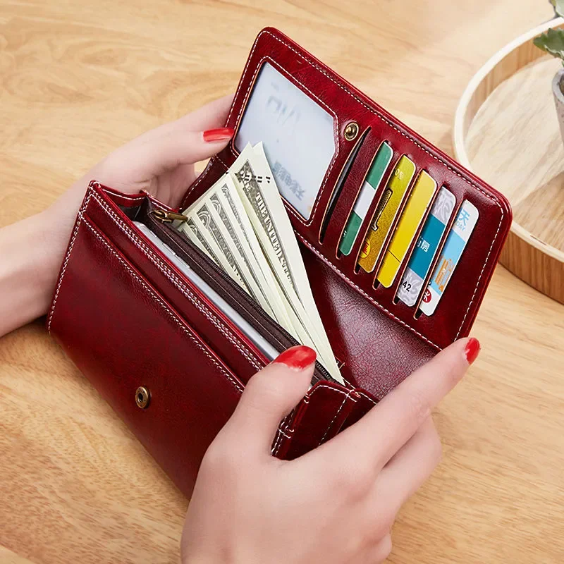 Women's Leather Wallet	Woman Luxury Long Wallets Fashion Women Purses Money Bags 2023 Handbags Womens Purse Cards Holder