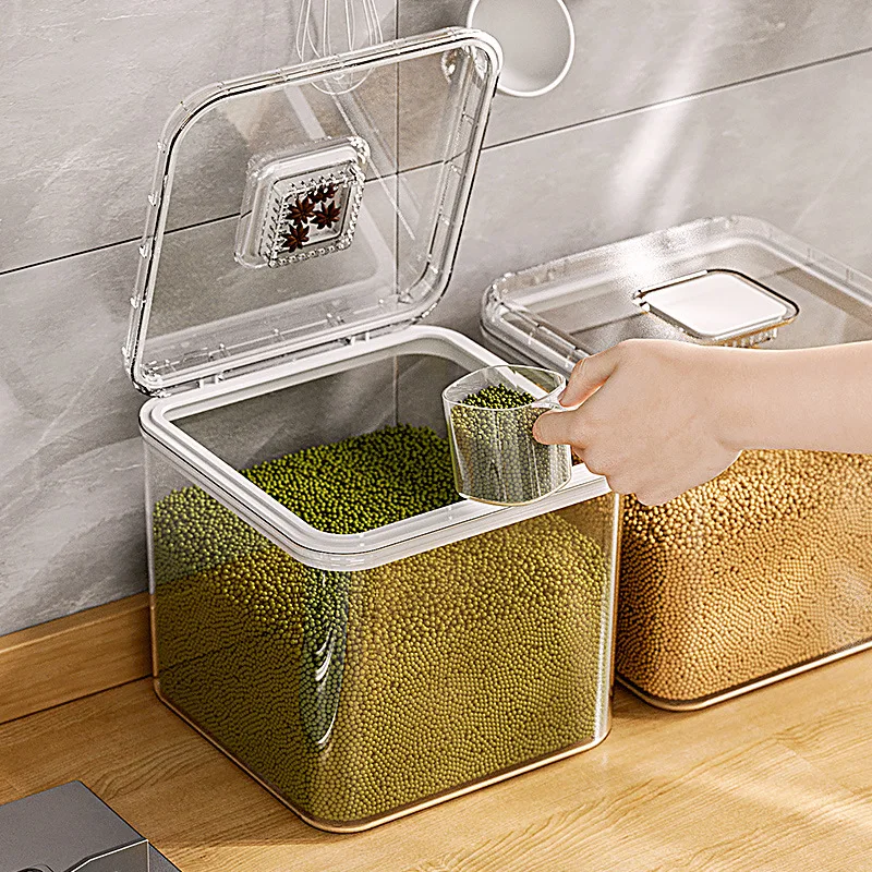 

Sealed Rice Bucket Insect-proof Moisture-proof Kitchen Nano Bucket Grain Pet Food Storage Container with Flip Lid Storage Box