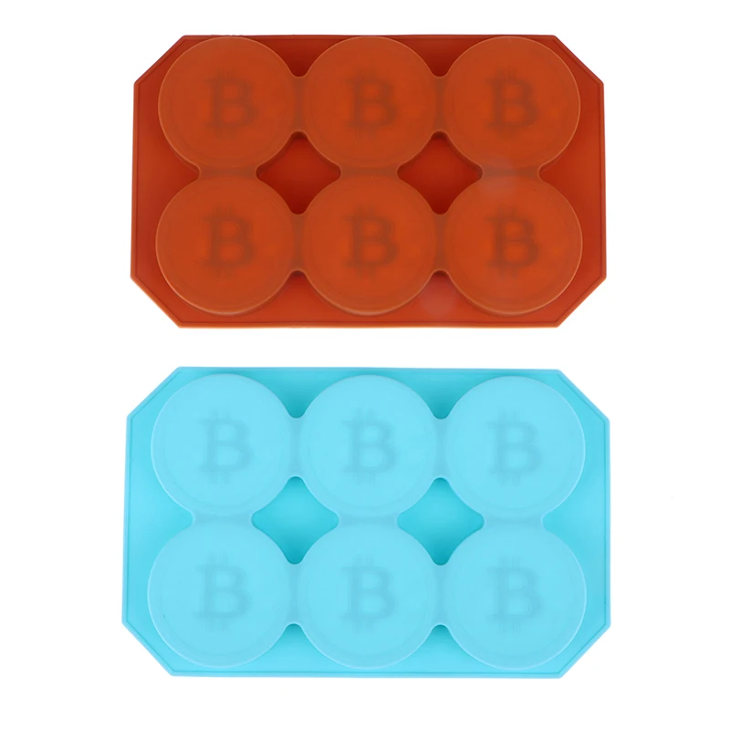1Pc 6 Chocolate Silicone Bitcoin Mold Ice Cube Mold Fondant Patisserie Candy Bar Mould Cake Mode Decoration Kitchen Accessories