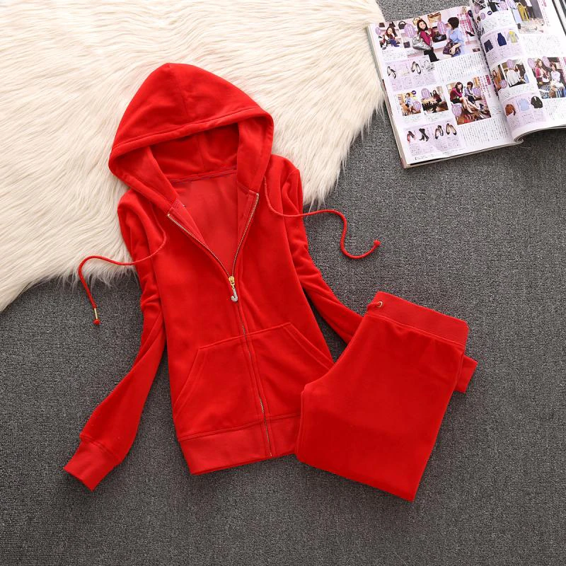 Brand Tracksuits Women's Clothing PencilPants Velour Tracksuit Suit Y2K Women Velvet Tracksuit Sewing Set