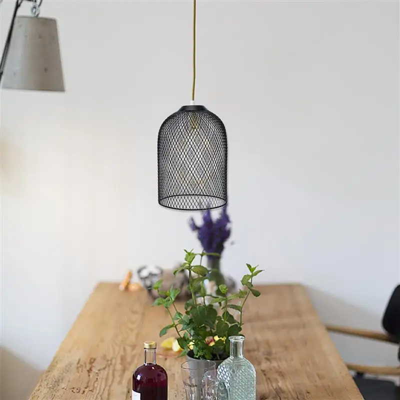 Metal Light Cage Industrial Vintage Rustic Birdcage Bulb Covers Farmhouse Chandelier Lamp Shade Hanging Pendant Lamp Guard for