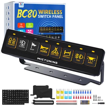 MICTUNING Pannello interruttori wireless a 8 gruppi, design abbastanza con 4 modalità di controllo Pannello interruttori ausiliari per autoveicoli per camion SUV