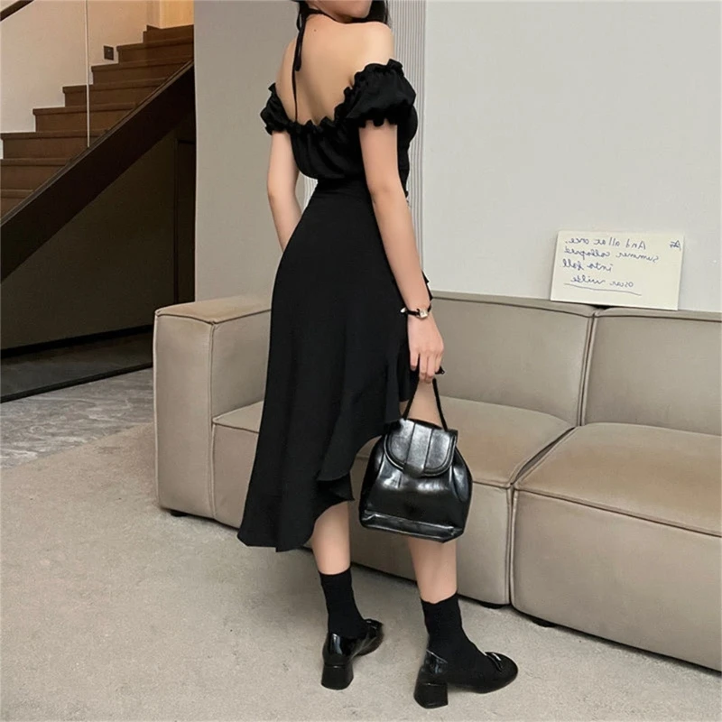 

Women's Sexy Irregular Bodycon Dress Off Shoulder Short Sleeve Midi Dress Gifts