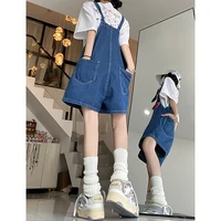 Women Streetwear Kawaii Denim Shorts Overalls Lady Fashion Embroidery Oversize Wide Leg Jeans Female Y2k Clothes Deep Blue Pants - Image 6