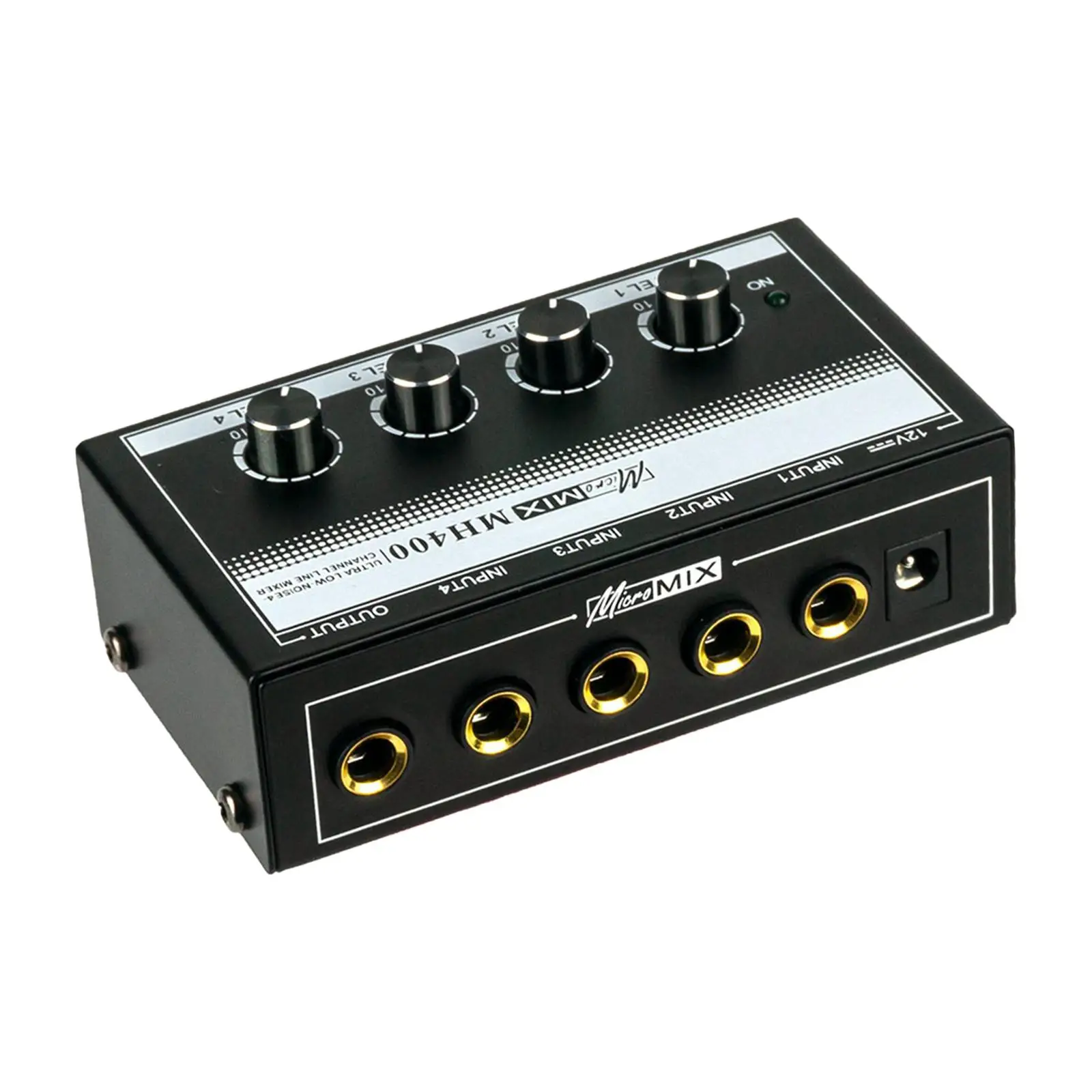Professional 4-Channel Audio Mixer for Microphones and Instruments - Black