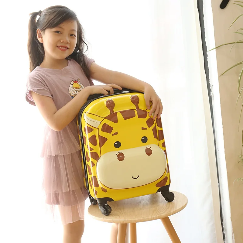 Kids Luggage with Wheels for Girls - 18” Giraffe Kids Suitcase