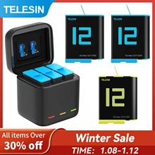 TELESIN Battery For GoPro Hero 12 11 10 9 1750 mAh Battery 3 Ways Fast Charger Box TF Card Storage For GoPro Hero Accessories