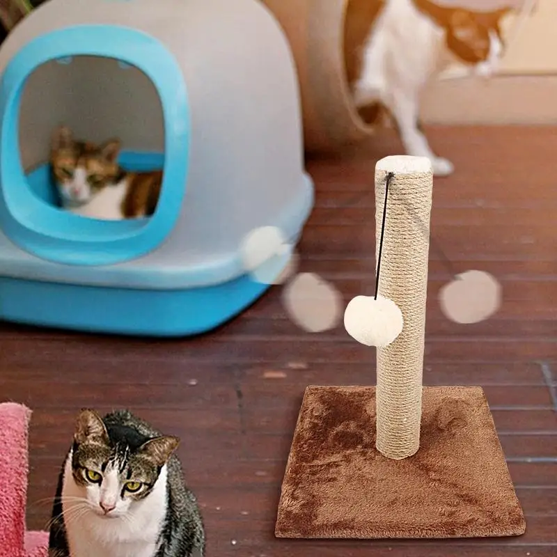 행잉 볼이 있는 고양이 스크래처, 장난감 스크래칭 포스트, 고양이 애완 동물 연삭 발톱 포스트, 새끼 고양이 애완 동물 네일 스크래퍼 포스트
