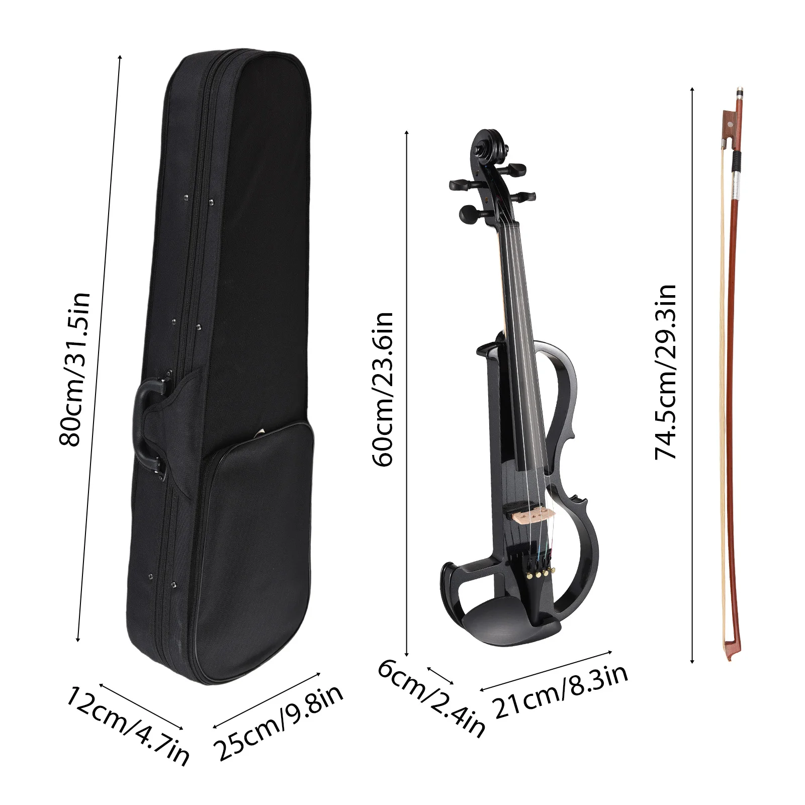 4/4 Violin Full Size Set Professional Silent Electric Violin for Beginners Students Learners Electric with Hard Case
