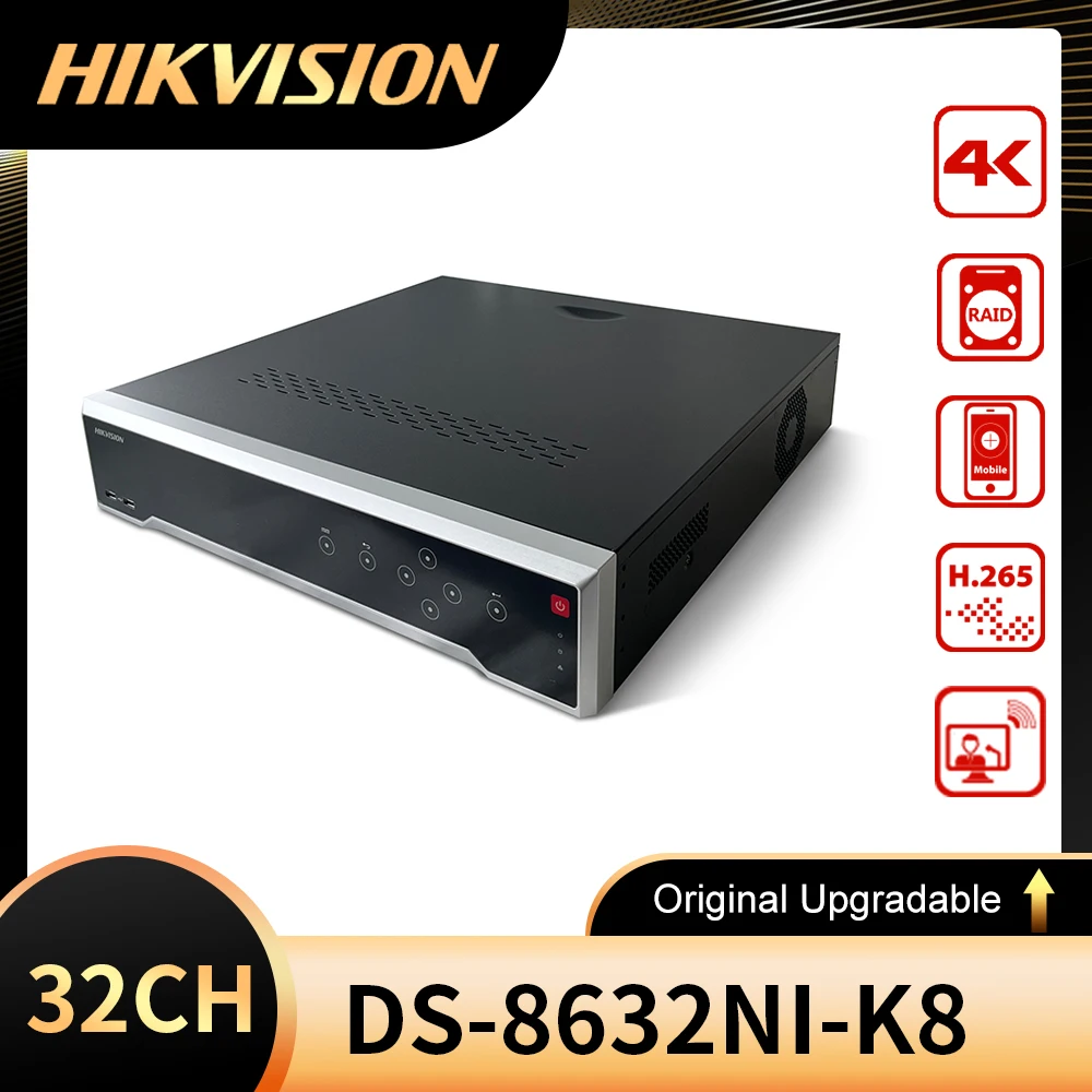 

Original Hikvision DS-8632NI-K8 H.265+ 8 SATA interfaces 8MP 4K HDMI and VGA outputs Hik-Connect & DDNS