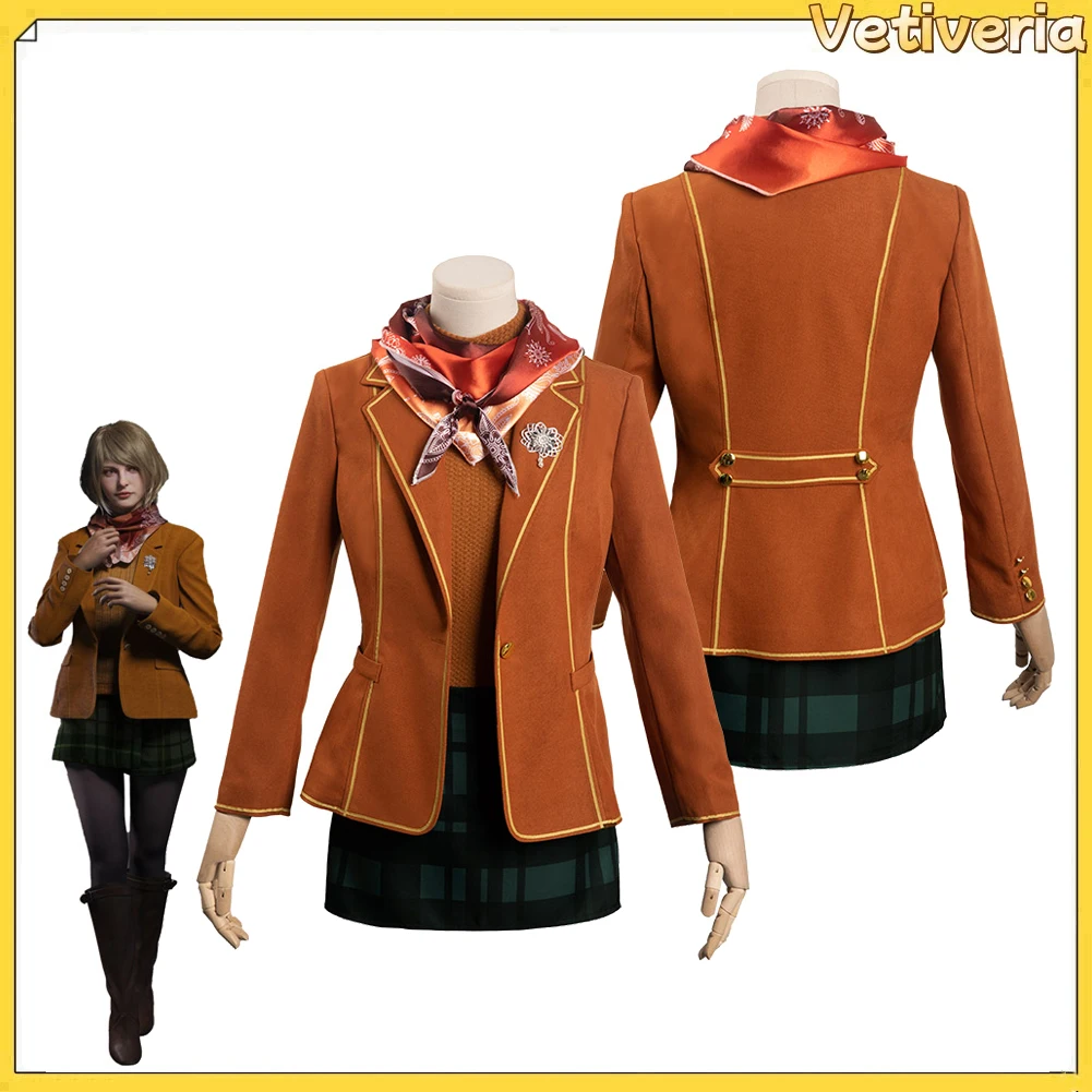 Ashley Graham Cosplay Costume Adult Women Dress Game Disguise Coats Skirt Stockings Outfit Halloween Disguise Wig Accessories 