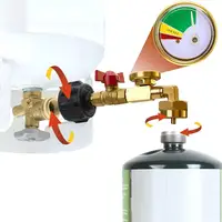 Gas Tank Connector Propane Tank Filling Accessory Explosion-proof Brass Gas Tank Refill Adapter with Valve Gauge for Outdoor 1