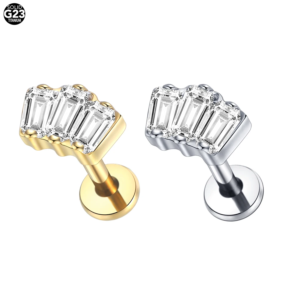 Piercing Jewelry Body Piercing Earrings Ear Piercing Jewelry Body Piercing Jewelry Body Jewelry 1Pc G23 Titanium Cz Crystal Ear Cartilage Tragus Helix Daith Piercing Internal Thread Lip Stud Labret Piercing 16G