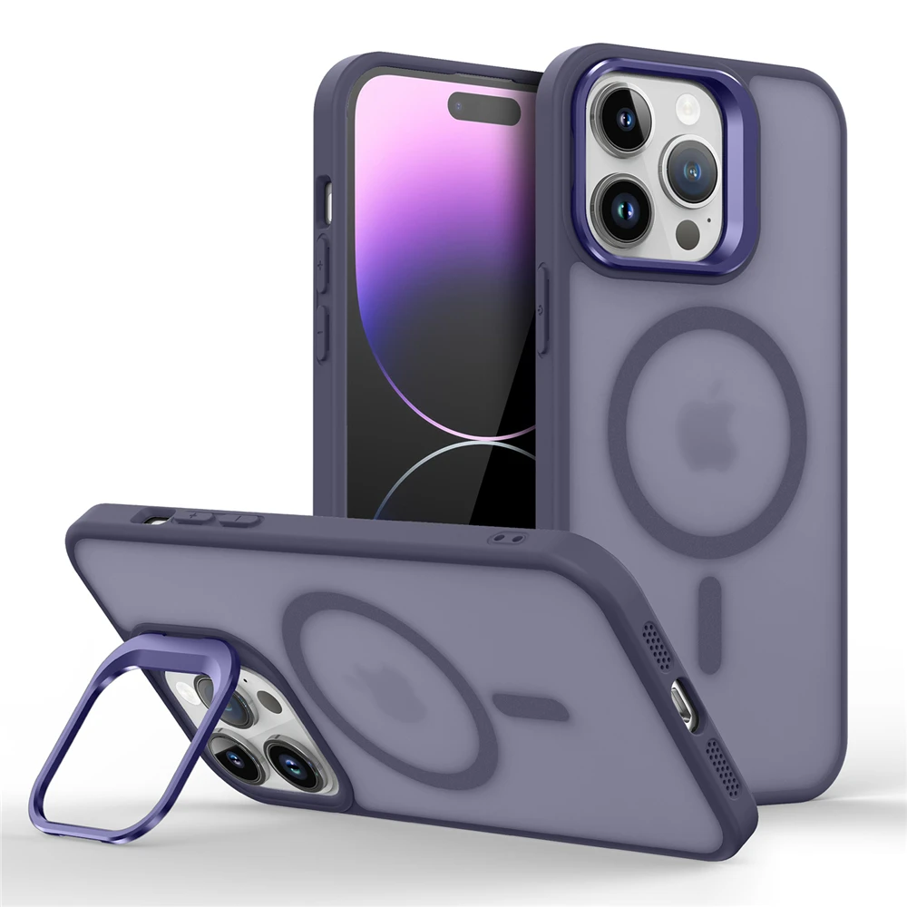 Magnetic Metal Lens Stand Holder Case with Magsafe and Matte Skin