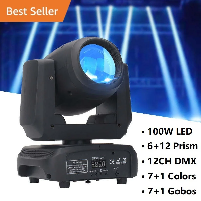

100W Spot Prism Lights Gobo Dmx512 Control Party Beam Led Moving Head Lighting For Dj Stage Disco