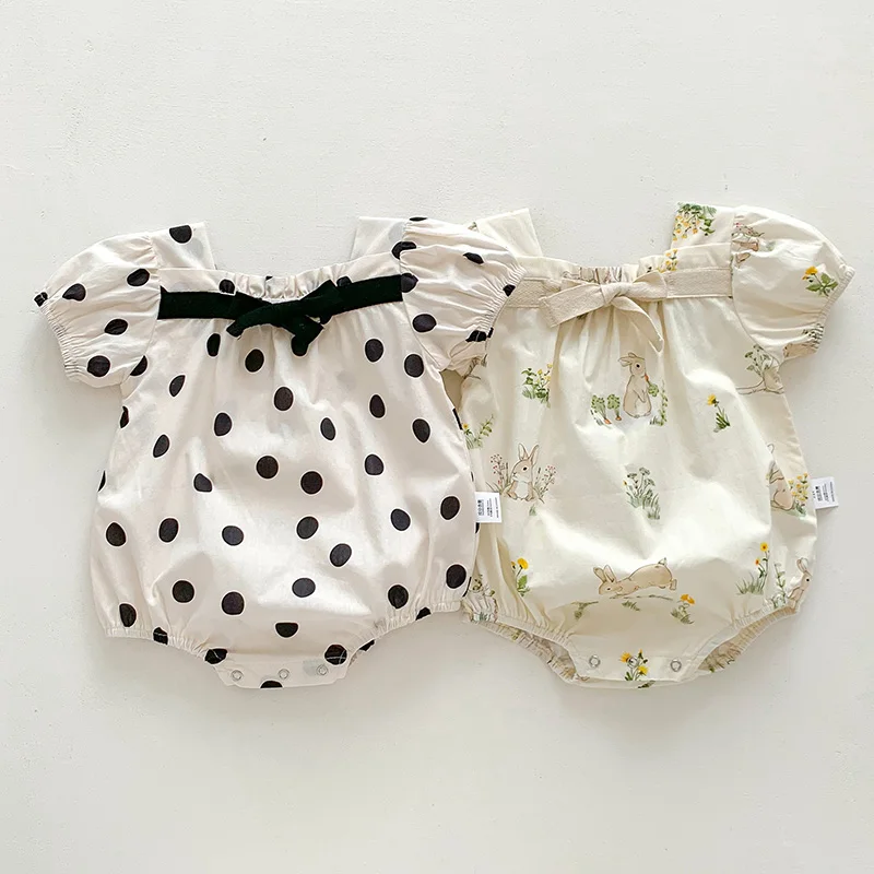 

Summer Baby Girls Clothes Toddler Baby Girl Bodysuits Short Sleeved Cotton Printing Infant Baby Girls Jumpsuit