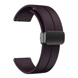 Silicone Magnetic Bracelet Watch Band - Available in 18mm, 20mm, 22mm Sizes - 22mm (Berry Purple)