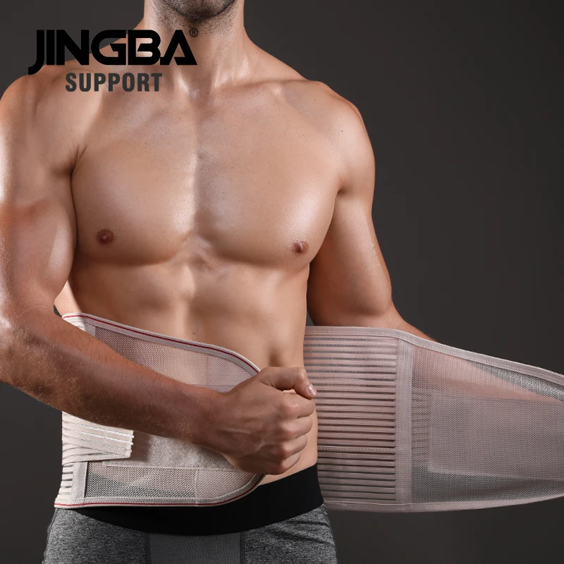 JINGBA SUPPORT Orthopedic Corset Back Support Belt Men Back Brace Belt Fajas  Lumbares Ortopedicas Protection Spine Support Belt Gray M