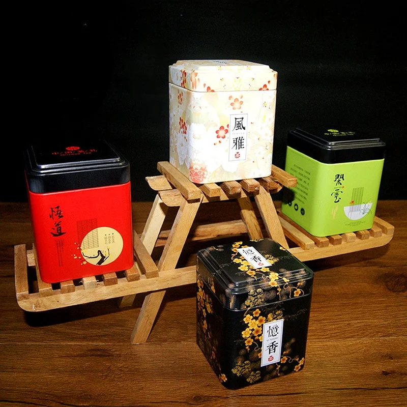 Tea Sealed Box Kitchen Storage Container Jar Tin Square Can Candy Iron Canister Vintage Tea Box tea tin box tea canister