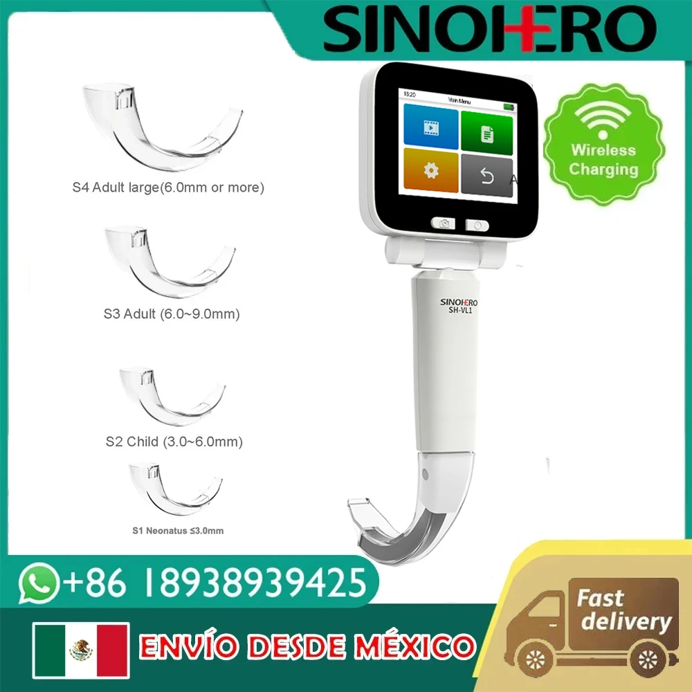

Mexico Local Warehouse Digital Video Laryngoscope Clinic 3.5‘’LCD High-Definition Camere 4 Size Blades Nurse Medical Equipment