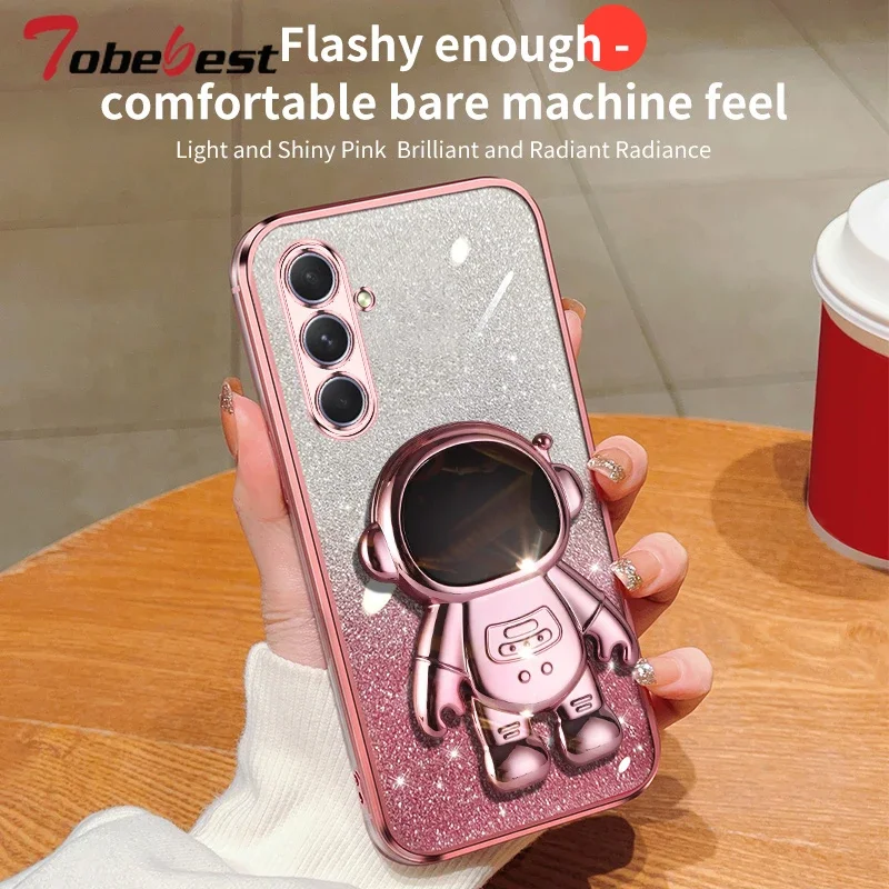 Glitter Astronaut Bracket Plating Phone Holder Case