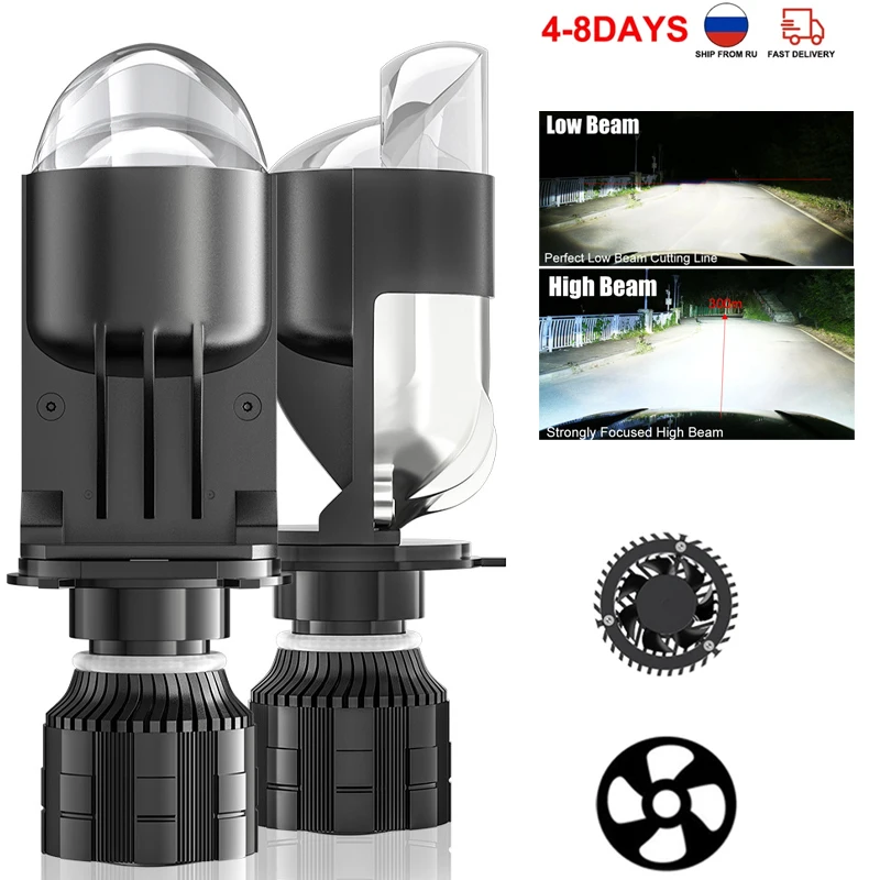 

120W 30000LM Auto Lamp Mini Lens LED H4 9003 HIB2 Bulbs Headlight Car Motorcycle Dual Projector Len LED Automotive Moto 12V 24V