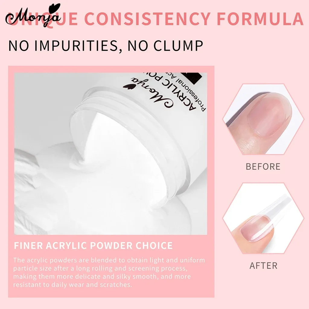 Monja 30g/60g Acrylic Powder False Nail Art Tips Extension French 3D Carving Crystal Builder Salon Home DIY Manicure Tools nail powder,manicure tools,acrylic nail powder,nail tools