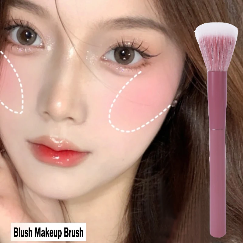 

1PCS Pink Stippling Brush Soft Fluffy Blush Brush Clear Makeup Transition Natural Blush Makeup Brush Professional Makeup Tools