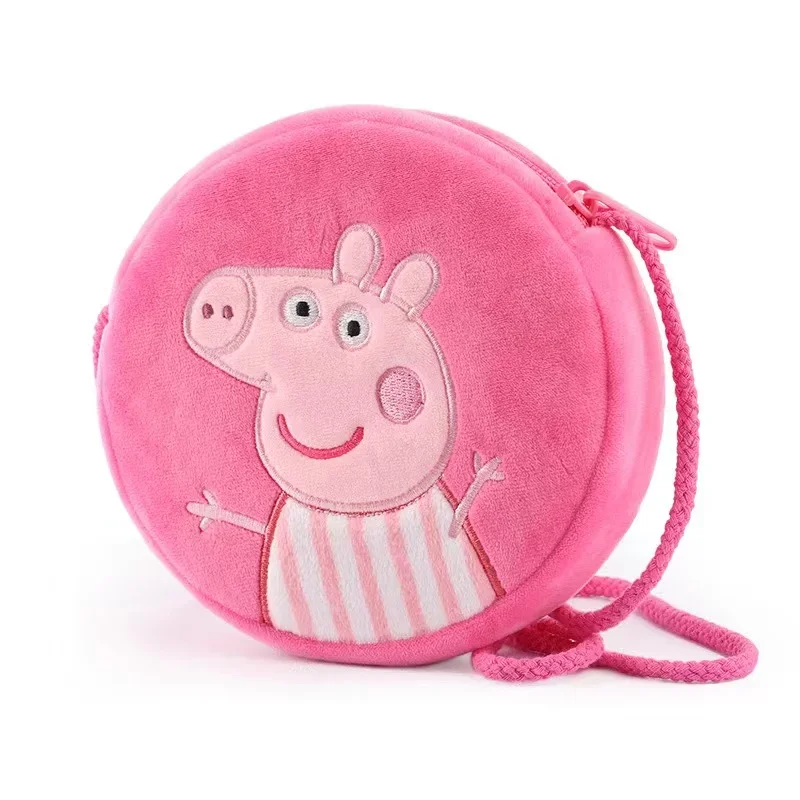 plush backpack toys plush toys plush coin purse 16cm Peppa Pig Kawaii Plush Stuffed Rounded Backpack Toys George Kindergarten Cartoon Shoulder Bag Coin Purse Girl Birthday Gift