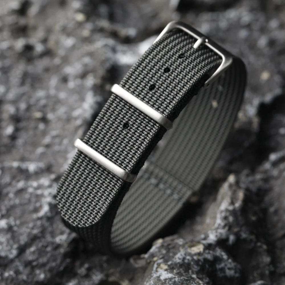 Vintage-Inspired Ultra-Thin Hand-Stitched Nylon Strap - Blue, Green, Grey, Black