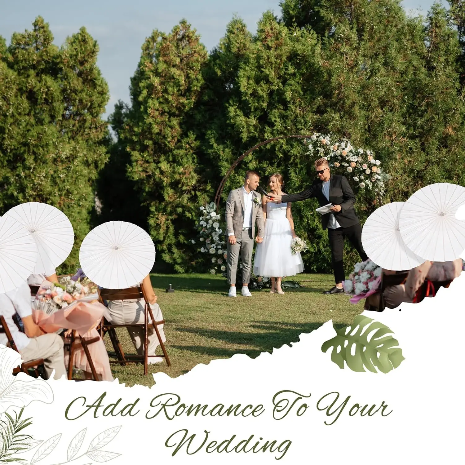 6-20PCS Wedding Paper Umbrella and Fedora Hats Prop